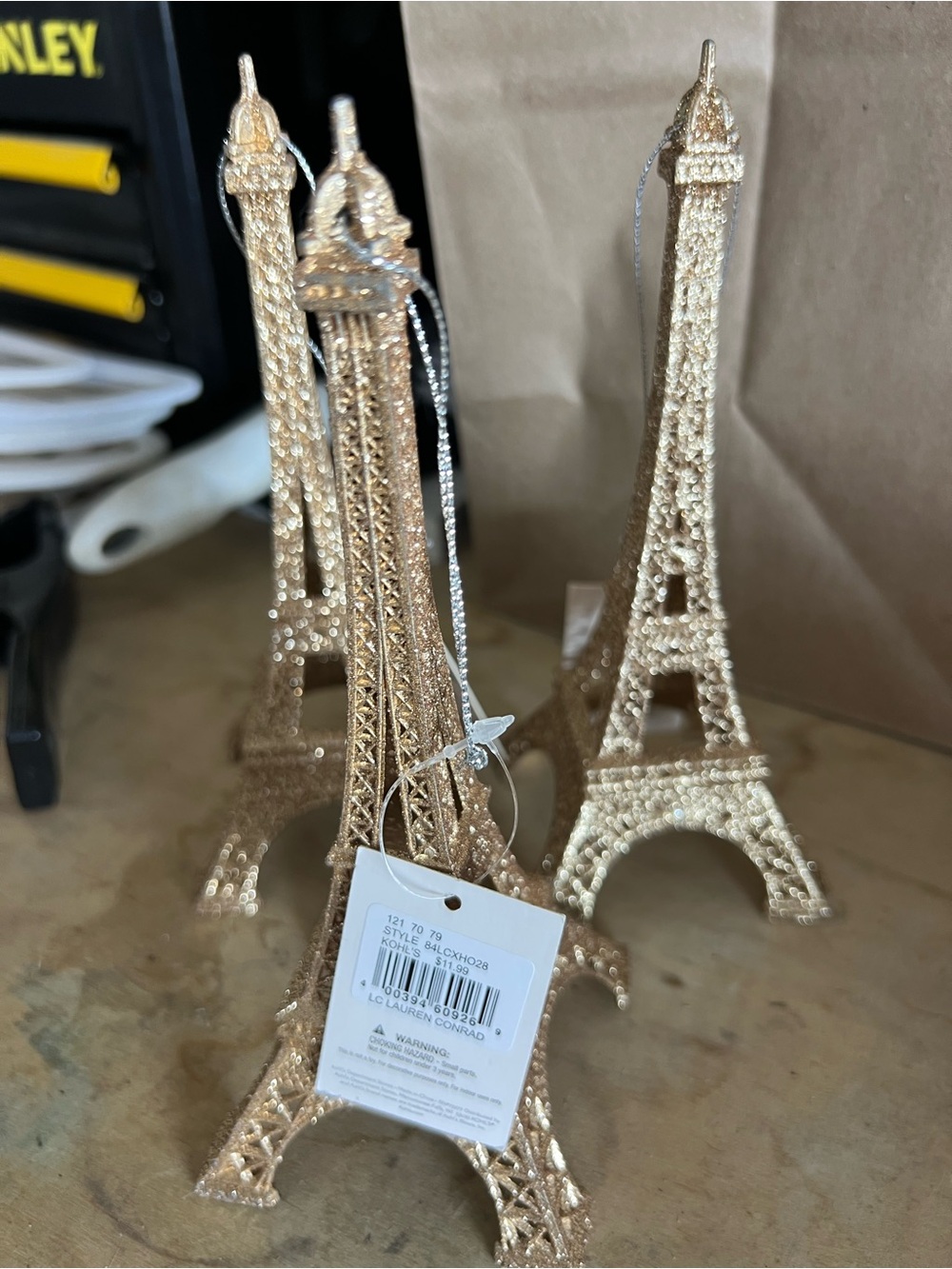 Glitter Eiffel Tower Ornament in Silver